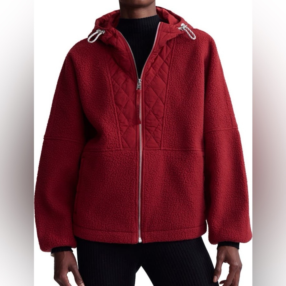 Varley Richfield Quilted Fleece Jacket in Red Dahlia - Large